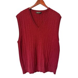 Kallspin Sweater Vest Men 2XLT Red Cable Knit Cashmere Wool Blend Preppy Classic